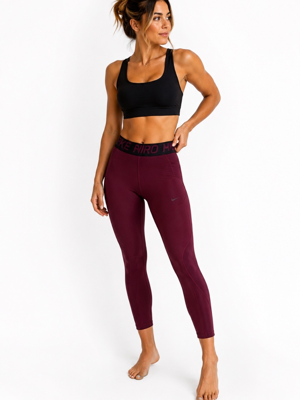 Nike Pro Dri-FIT Burgundy Compression Leggings Women’s Medium Athletic